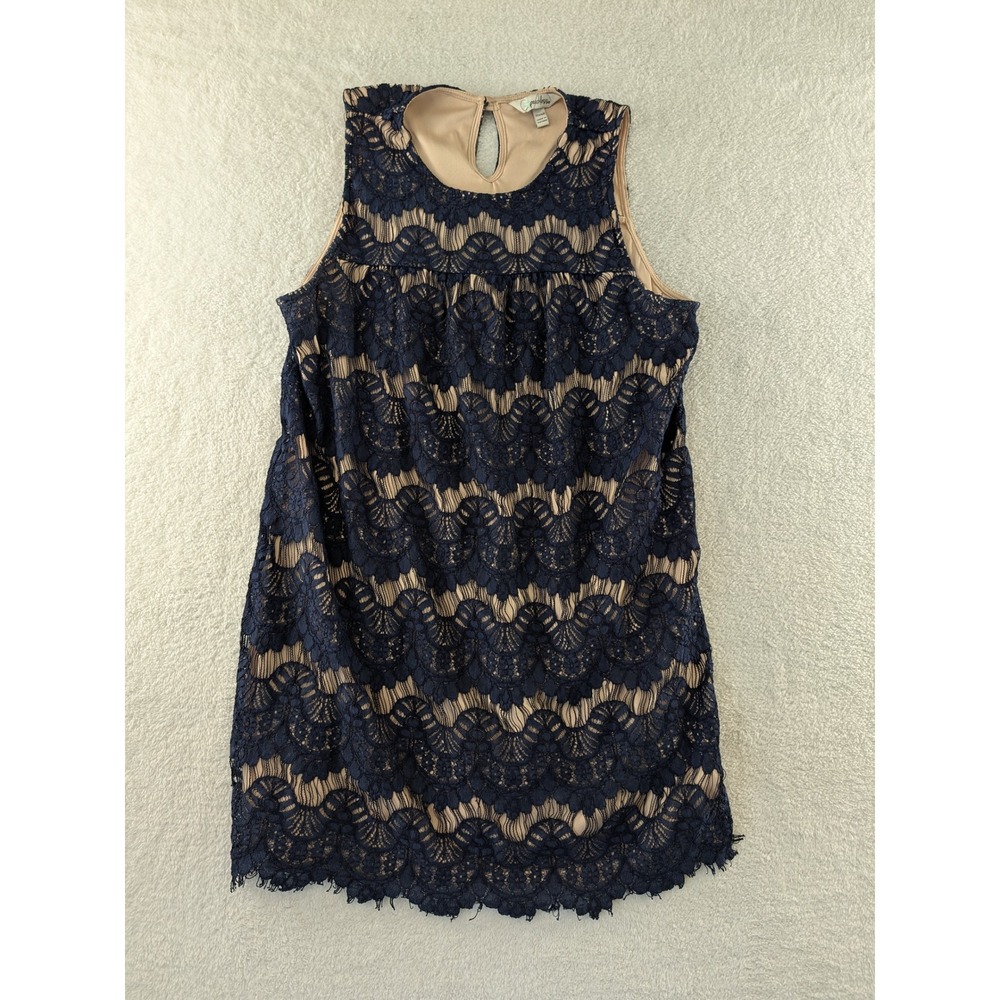 Speechless Girls Navy Blue Lace Shift Dress Sleeveless Keyhole Back XL 14/16